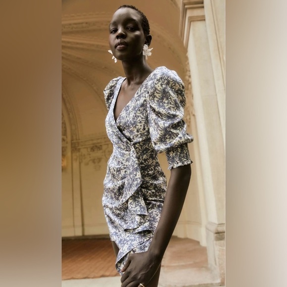 Cinq à Sept Women's Blue Lucinda Floral Print Ruffled Dress - Picture 3 of 13